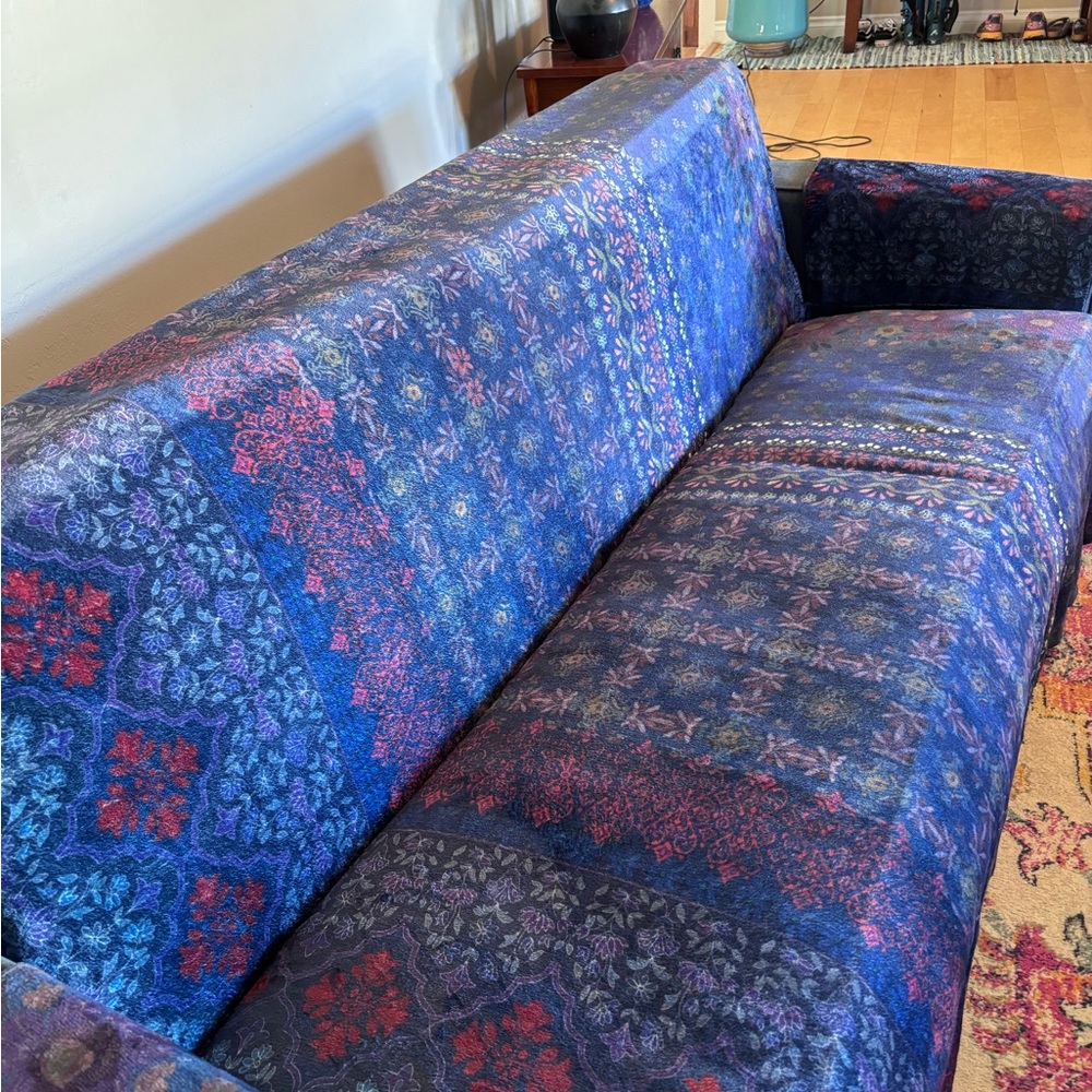 NATURAL LIFE couch cover Blue Floral Patchwork Sofa Slipcover